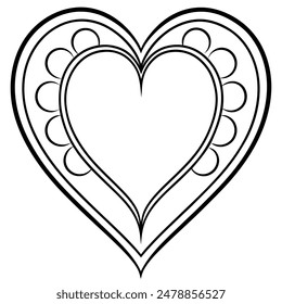Dekorative romantische Illustration mit Herz-Vektorgrafik, perfekt, um Ihrem Designs einen Hauch von Liebe und Eleganz zu verleihen