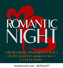 Decorative Romantic Night script handcrafted vector calligraphy font typeface, romantic night graphics, vintage. Romantic Typeface. Romantic alphabet letters.  ABC fonts. Titanic font svg