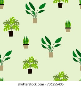 Decorative room Plant seamless pattern