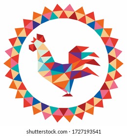 Roster decorativo en un marco redondo al estilo de los mosaicos