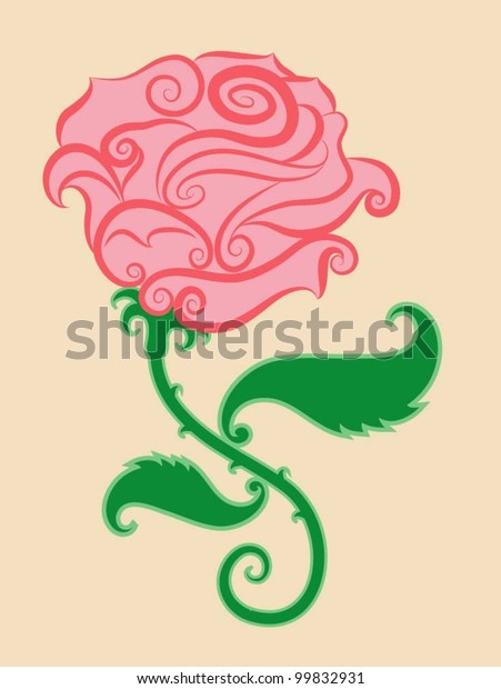 Decorative rose, beautiful decorative flower\
symbol for tattoo\
design