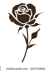 Decorative rose with bud. Flower icon. Vector illustration