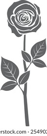 Elemento de rosa decorativo. Silueta de flor negra