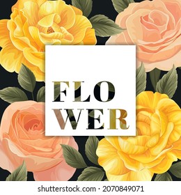 Decorative of Rose flower frame. Vector set of blooming flower for your design. Adornment for wedding invitations and greeting card.