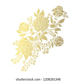 Decorative rose flowers, design elements. Can be used for cards, invitations, banners, posters, print design. Golden flowers