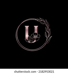 decorative rose gold letter u design beauty and fashion logo