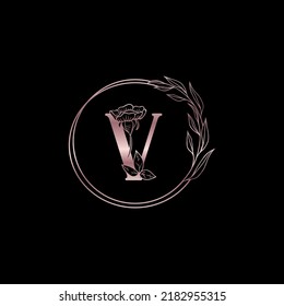 decorative rose gold letter v design beauty and fashion logo