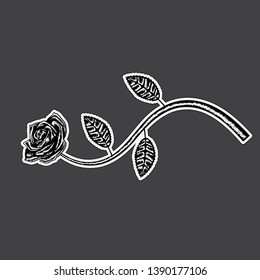 Decorative rose with long stem. Vector flower silhouette. eps