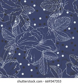 Decorative rose seamless vector pattern