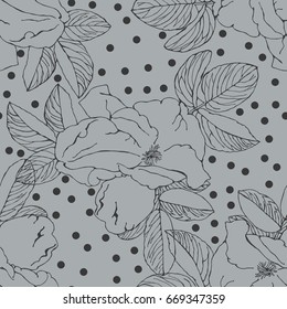 Decorative rose seamless vector pattern