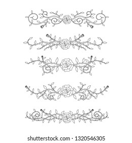 Decorative Rose Thorns Borders Set
