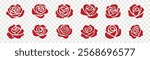 decorative rose vector icon set isolated on transparent png background