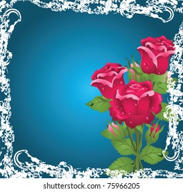 Decorative roses in grunge frame