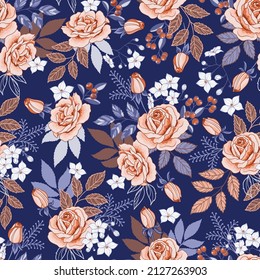 Diseño de patrones sin fisuras de rosas decorativas