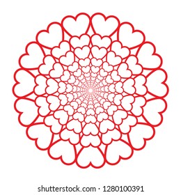 Decorative rosette with hearts isolated on white background. Love concept Valentines day. Vector Illustration EPS 10