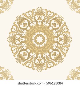 Decorative rosette, Seamless vector golden - beige laced vector ornamental texture 