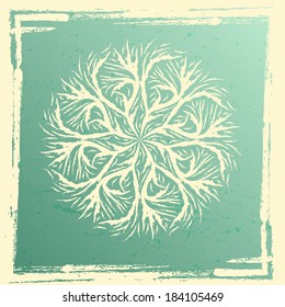 Decorative rosettes isolated on green background. Vector.