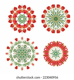 Decorative rosettes with pomegranates