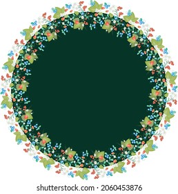 Decorative round background with border from various forest berries