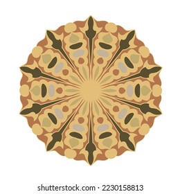 Decorative round background. Ornamental ethnic pattern. Element for design. Vector illustration.