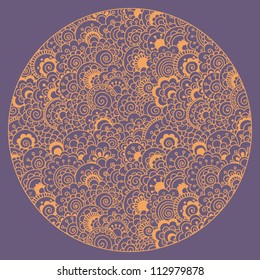 Decorative round background with stylized flowers