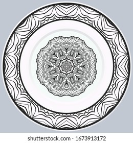 decorative round border and mandala ornament. Vector illustration.
