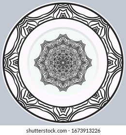 decorative round border and mandala ornament. Vector illustration.