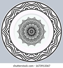 ornamento decorativo de borde redondo y mandala. Ilustración vectorial.