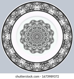 ornamento decorativo de borde redondo y mandala. Ilustración vectorial.
