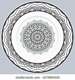 ornamento decorativo de borde redondo y mandala. Ilustración vectorial.