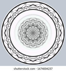 decorative round border and mandala ornament. Vector illustration.