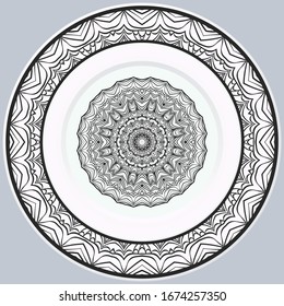 decorative round border and mandala ornament. Vector illustration.