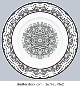 ornamento decorativo de borde redondo y mandala. Ilustración vectorial.