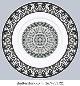 decorative round border and mandala ornament. Vector illustration.