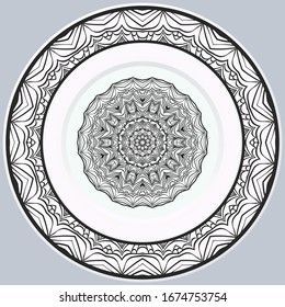 decorative round border and mandala ornament. Vector illustration.