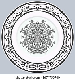 decorative round border and mandala ornament. Vector illustration.