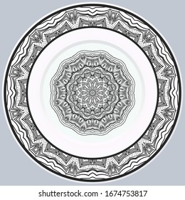 decorative round border and mandala ornament. Vector illustration.