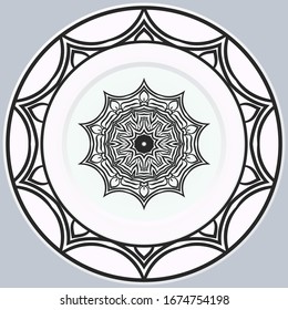 ornamento decorativo de borde redondo y mandala. Ilustración vectorial.