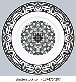 ornamento decorativo de borde redondo y mandala. Ilustración vectorial.