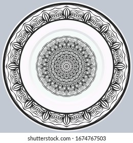 decorative round border and mandala ornament. Vector illustration.