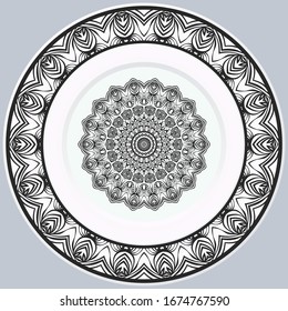 decorative round border and mandala ornament. Vector illustration.