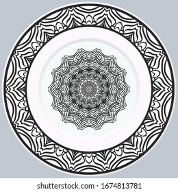 decorative round border and mandala ornament. Vector illustration.
