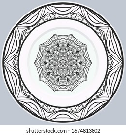 decorative round border and mandala ornament. Vector illustration.
