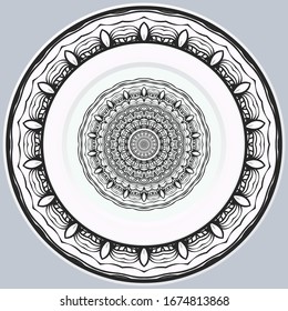 ornamento decorativo de borde redondo y mandala. Ilustración vectorial.