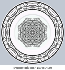 decorative round border and mandala ornament. Vector illustration.