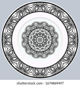ornamento decorativo de borde redondo y mandala. Ilustración vectorial.