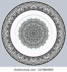 ornamento decorativo de borde redondo y mandala. Ilustración vectorial.