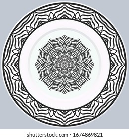 decorative round border and mandala ornament. Vector illustration.