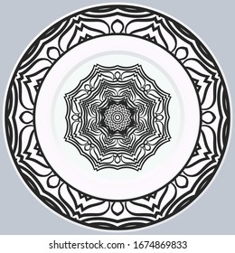 decorative round border and mandala ornament. Vector illustration.