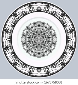 ornamento decorativo de borde redondo y mandala. Ilustración vectorial.